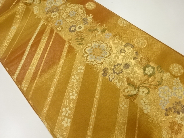 JAPANESE FUKURO OBI / WOVEN FLOWER & BIRD